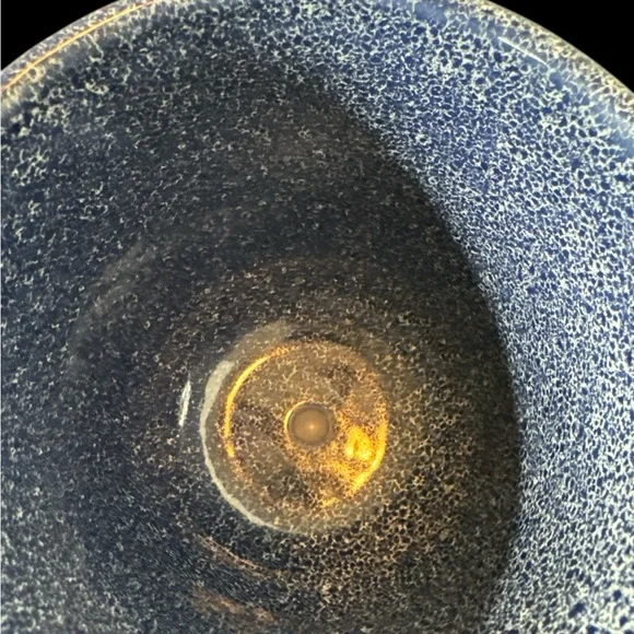 Blue Speckled Ceramic Planter with drain hole in bottom with stopper. (1-P) - Picture 4 of 7